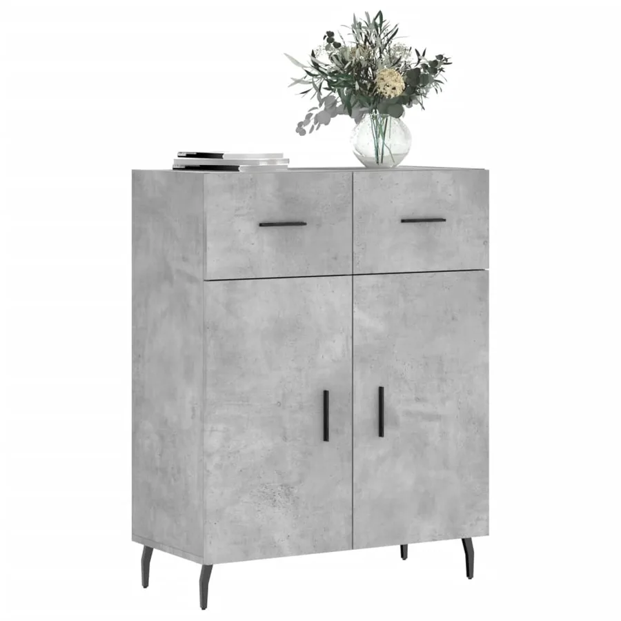 Buffet gris béton 69,5x34x90 cm bois d'ingénierie - 3