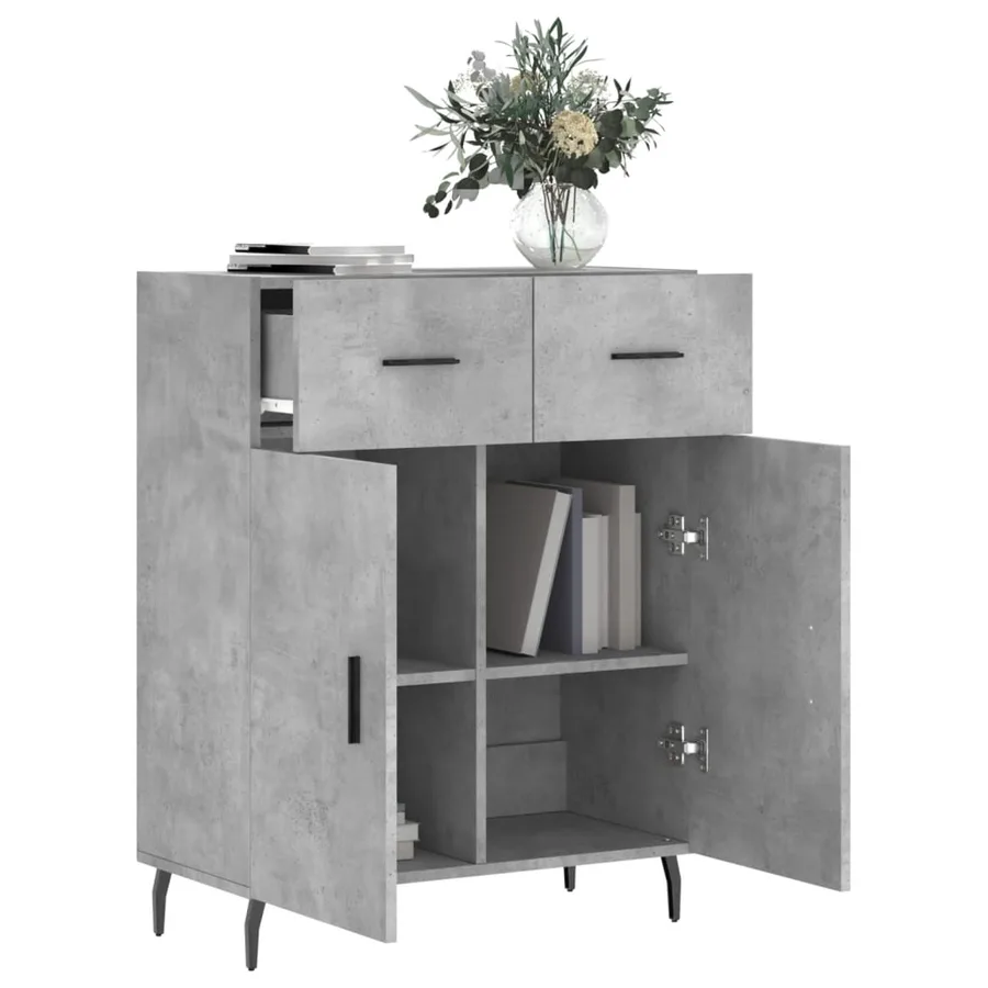 Buffet gris béton 69,5x34x90 cm bois d'ingénierie - 4