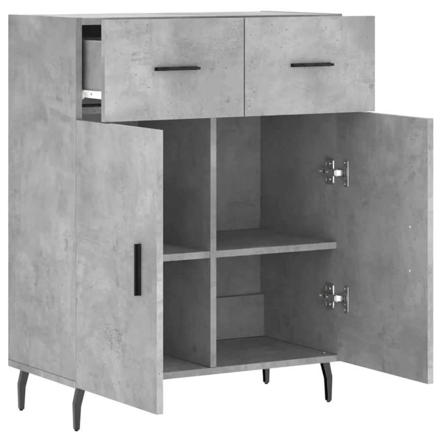 Buffet gris béton 69,5x34x90 cm bois d'ingénierie - 5