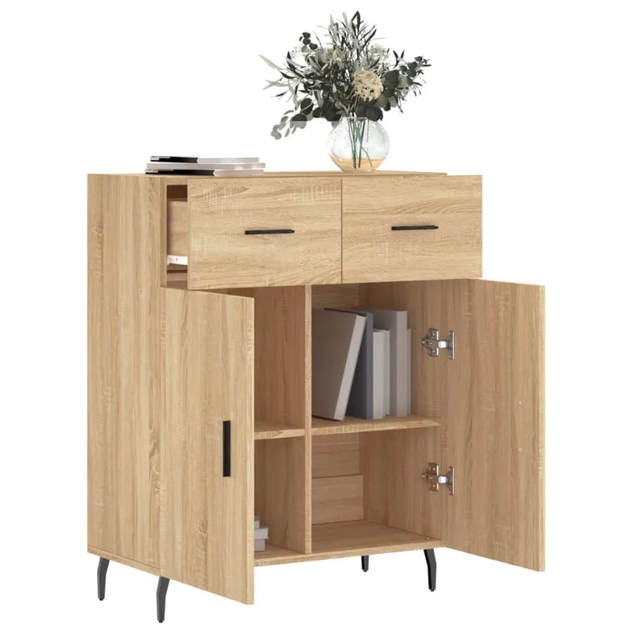 Buffet chêne sonoma 69,5x34x90 cm bois d'ingénierie - 4