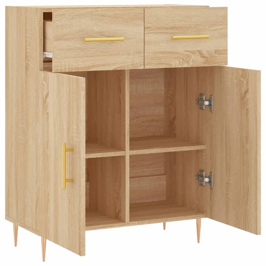 Buffet chêne sonoma 69,5x34x90 cm bois d'ingénierie - 5