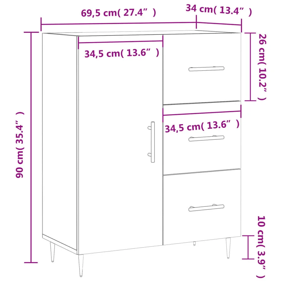 Buffet sonoma gris 69,5x34x90 cm bois d'ingénierie - 13