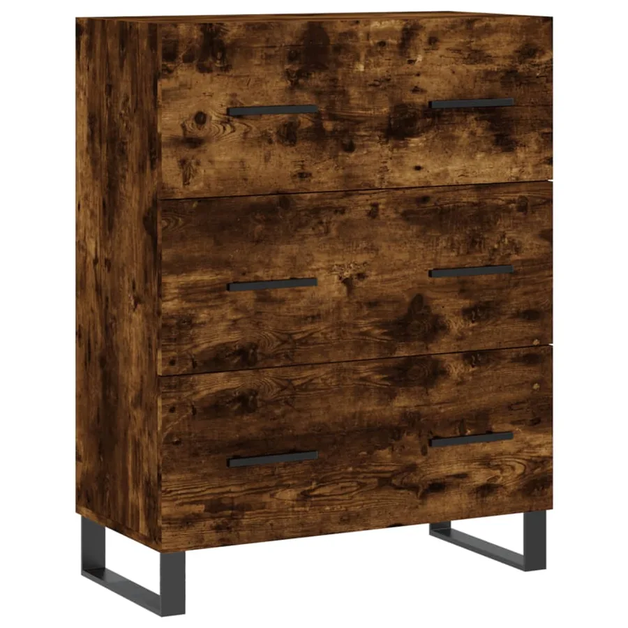 Buffet chêne fumé 69,5x34x90 cm bois d'ingénierie - 2