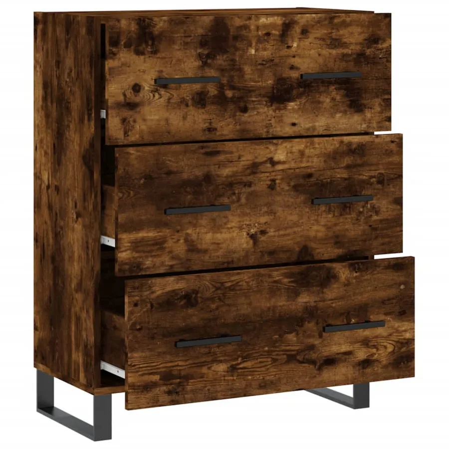 Buffet chêne fumé 69,5x34x90 cm bois d'ingénierie - 6