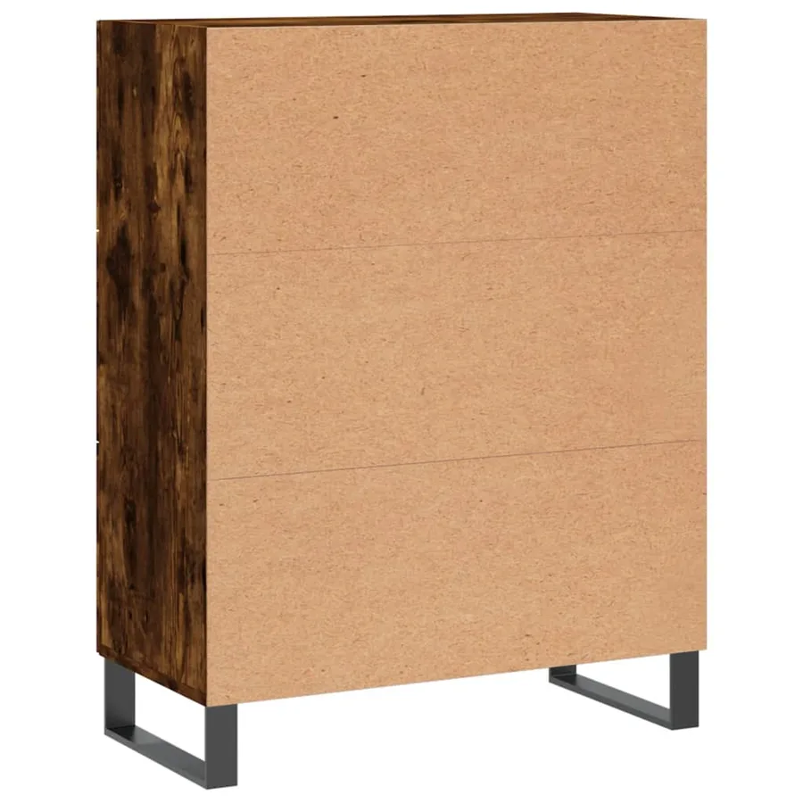 Buffet chêne fumé 69,5x34x90 cm bois d'ingénierie - 8