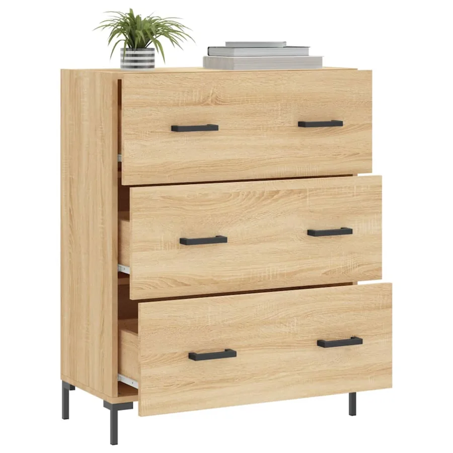 Buffet chêne sonoma 69,5x34x90 cm bois d'ingénierie - 4