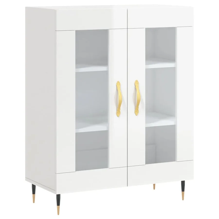 Buffet Blanc brillant 69,5x34x90 cm Bois d'ingénierie - 2