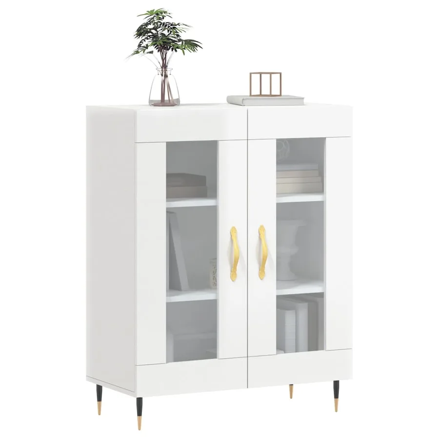 Buffet Blanc brillant 69,5x34x90 cm Bois d'ingénierie - 3