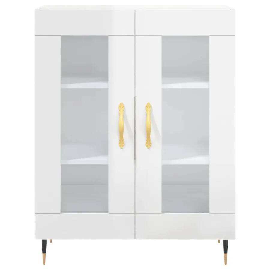 Buffet Blanc brillant 69,5x34x90 cm Bois d'ingénierie - 5