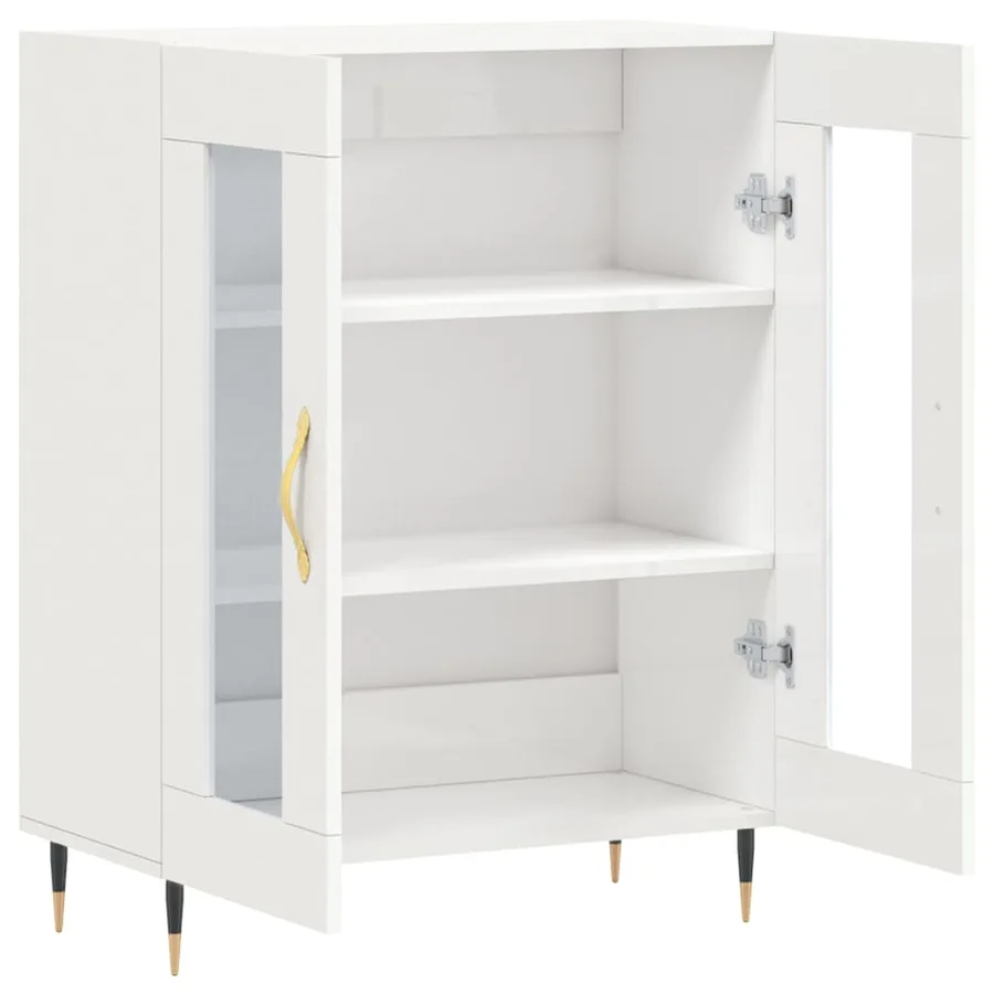 Buffet Blanc brillant 69,5x34x90 cm Bois d'ingénierie - 6