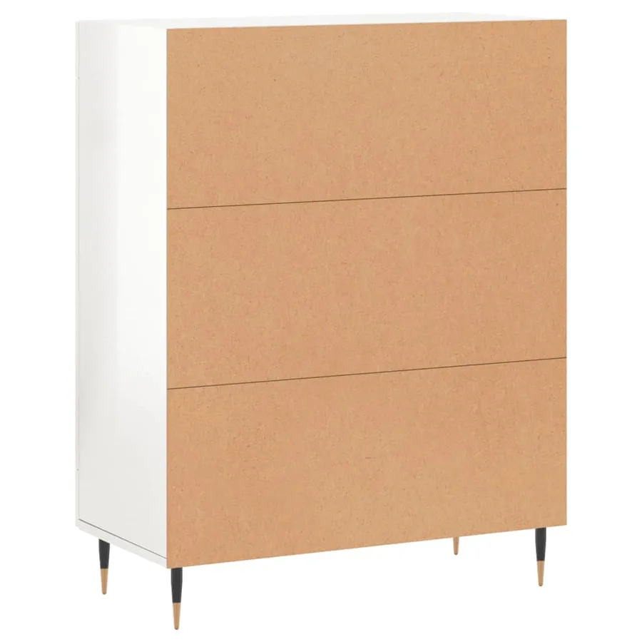 Buffet Blanc brillant 69,5x34x90 cm Bois d'ingénierie - 8