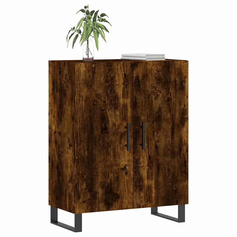 Buffet chêne fumé 69,5x34x90 cm bois d'ingénierie - 3