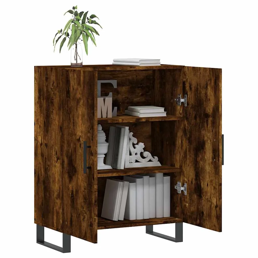 Buffet chêne fumé 69,5x34x90 cm bois d'ingénierie - 4