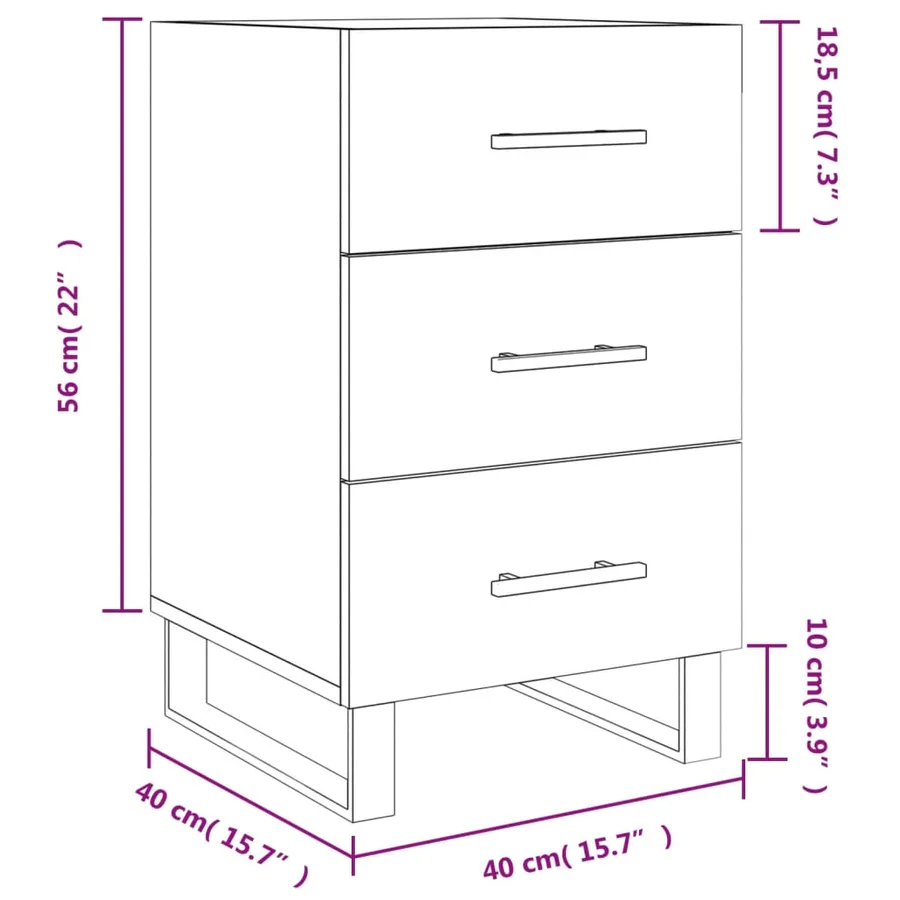 Table de chevet chêne fumé 40x40x66 cm bois d'ingénierie - 12