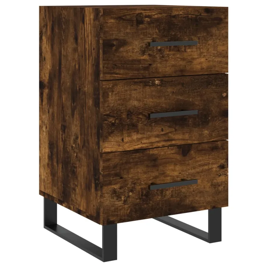 Table de chevet chêne fumé 40x40x66 cm bois d'ingénierie - 2