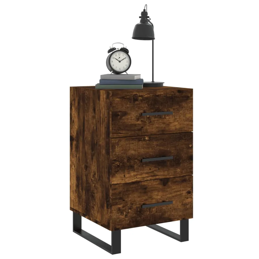 Table de chevet chêne fumé 40x40x66 cm bois d'ingénierie - 3