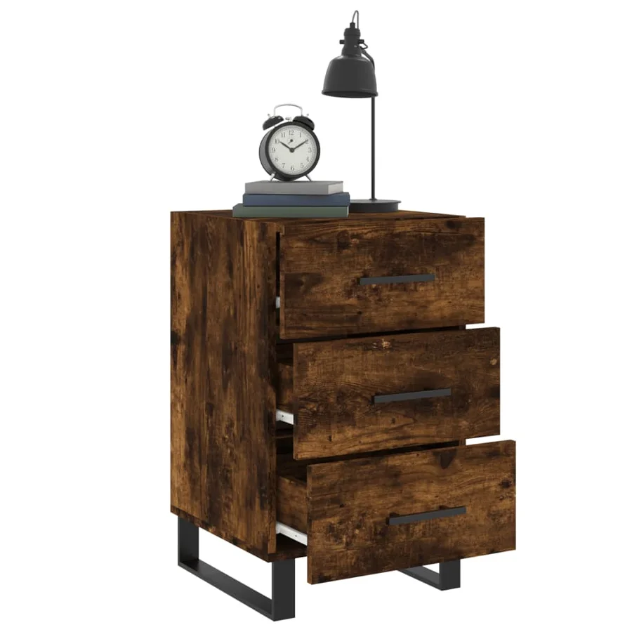 Table de chevet chêne fumé 40x40x66 cm bois d'ingénierie - 4