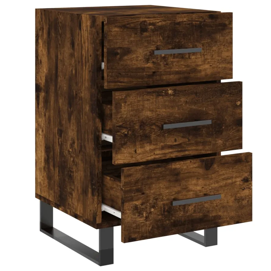 Table de chevet chêne fumé 40x40x66 cm bois d'ingénierie - 7