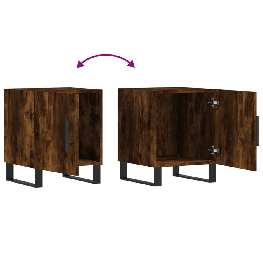 Tables de chevet 2 pcs chêne fumé 40x40x50 cm bois d'ingénierie - 10