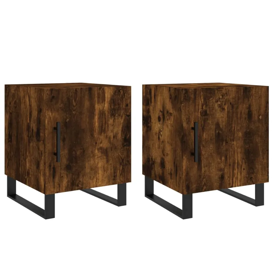 Tables de chevet 2 pcs chêne fumé 40x40x50 cm bois d'ingénierie - 2
