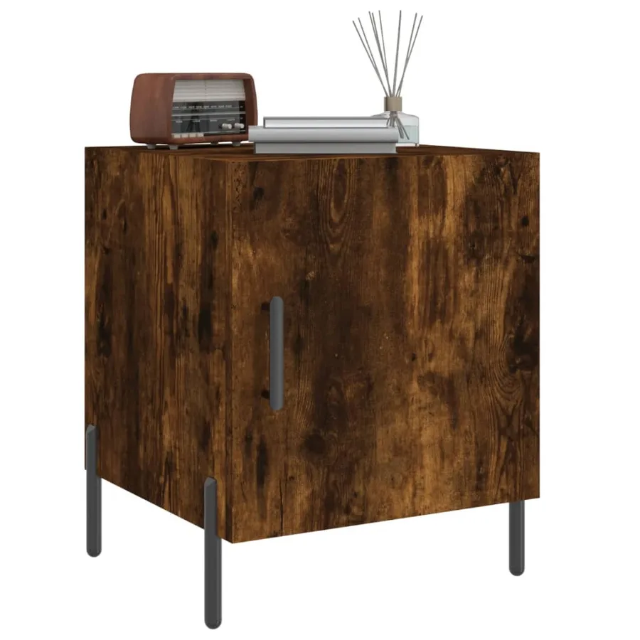 Table de chevet chêne fumé 40x40x50 cm bois d'ingénierie - 4