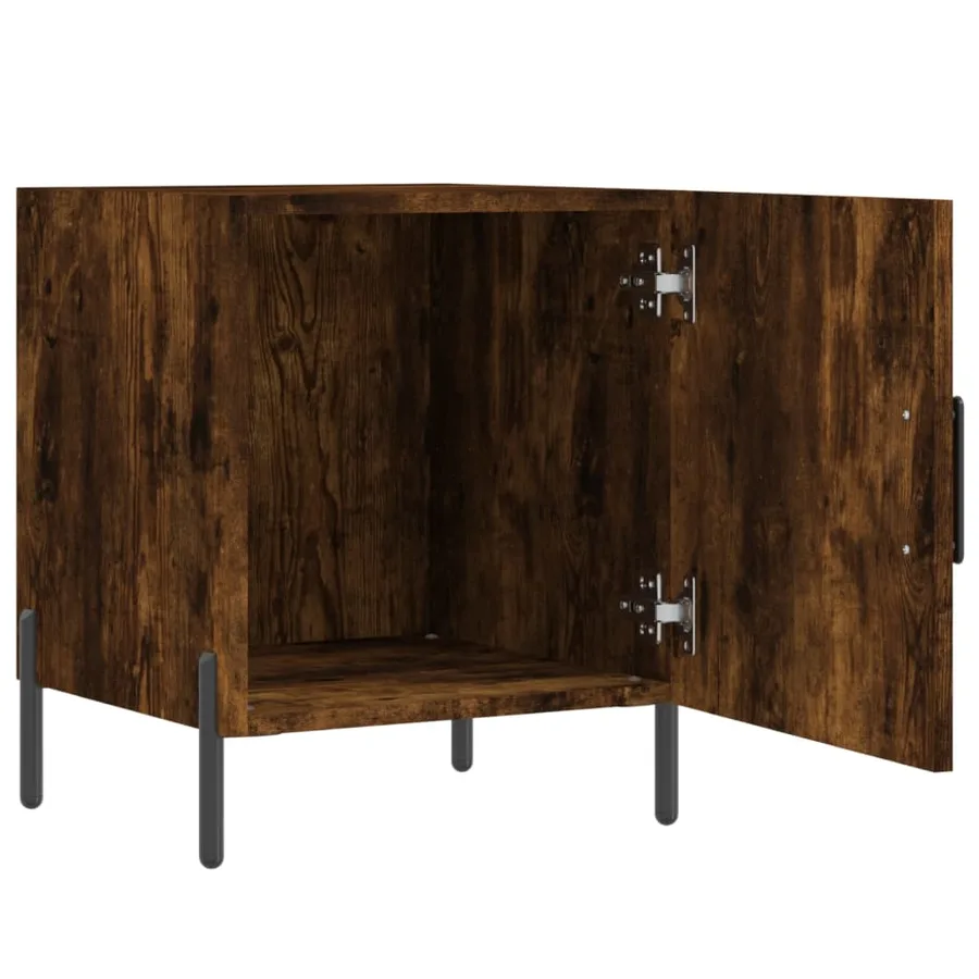 Table de chevet chêne fumé 40x40x50 cm bois d'ingénierie - 5