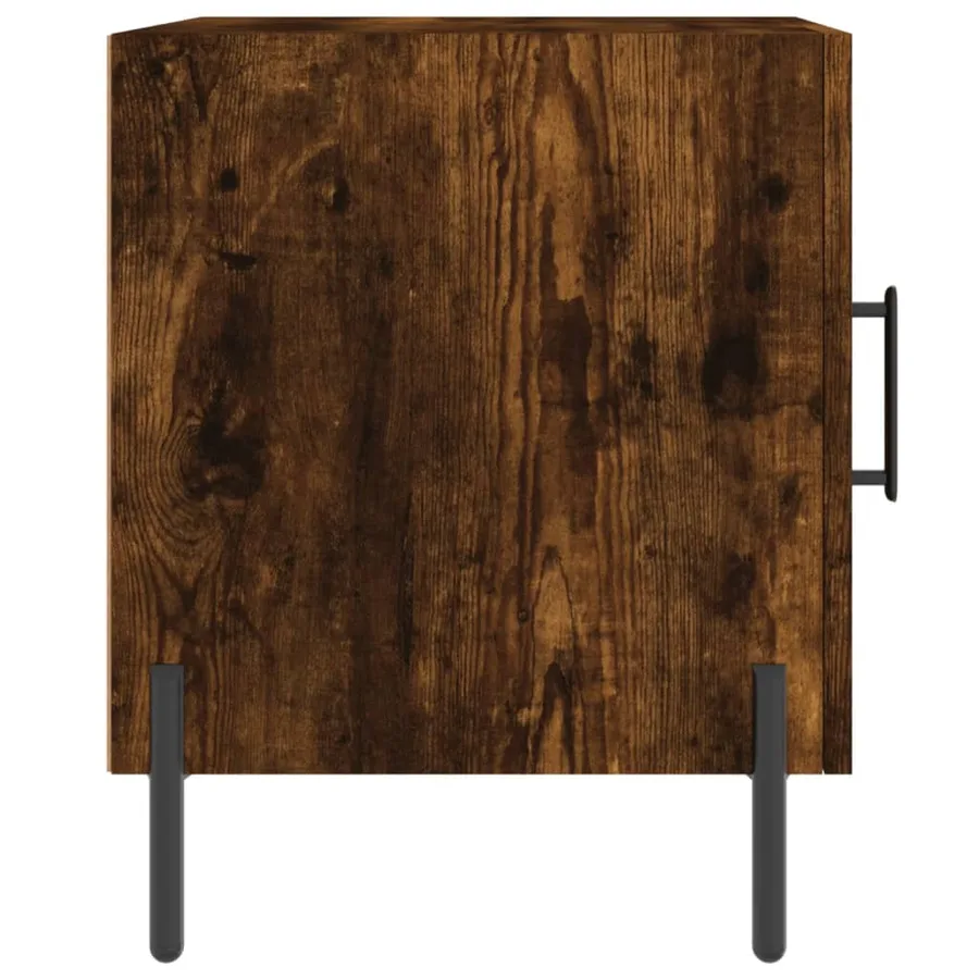 Table de chevet chêne fumé 40x40x50 cm bois d'ingénierie - 7