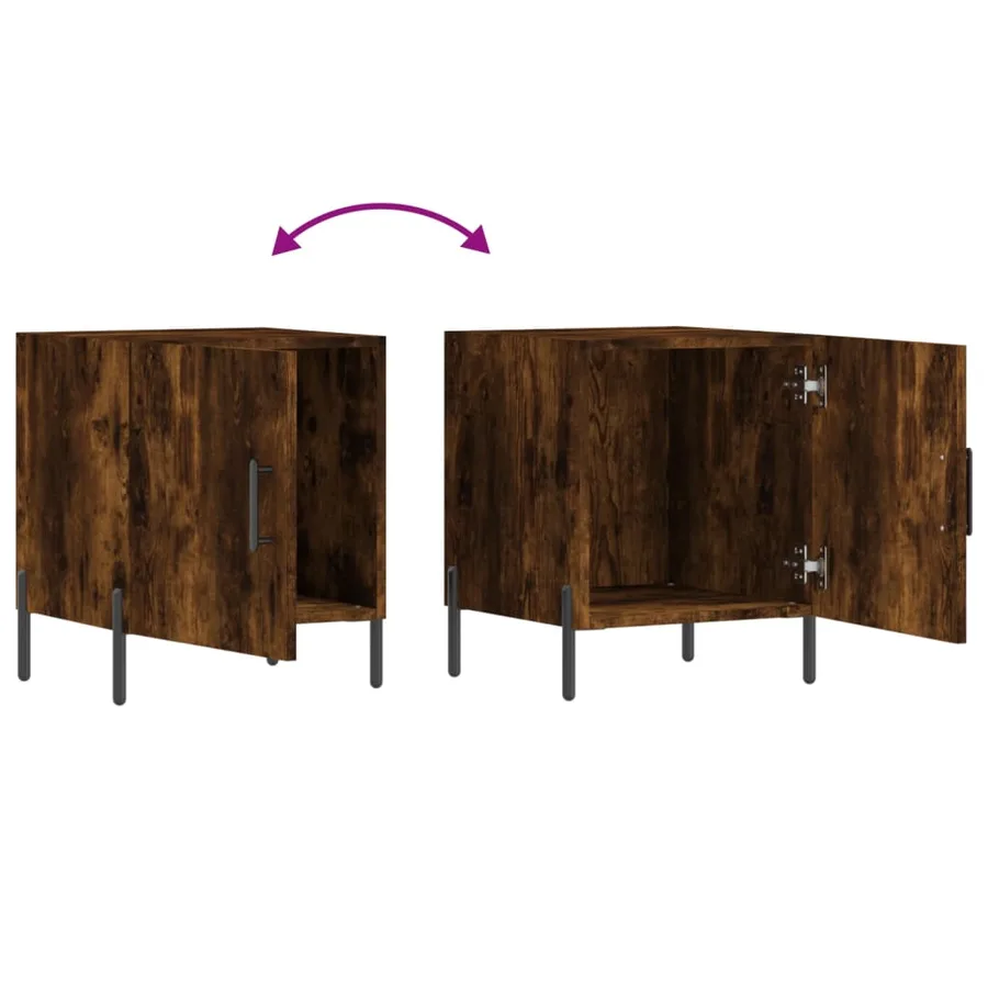 Table de chevet chêne fumé 40x40x50 cm bois d'ingénierie - 9