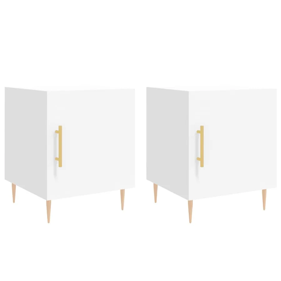 Tables de chevet 2 pcs blanc 40x40x50 cm bois d’ingénierie - 2