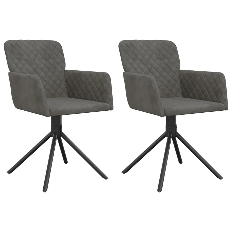 Chaises pivotantes à manger lot de 2 Gris foncé Velours - 2