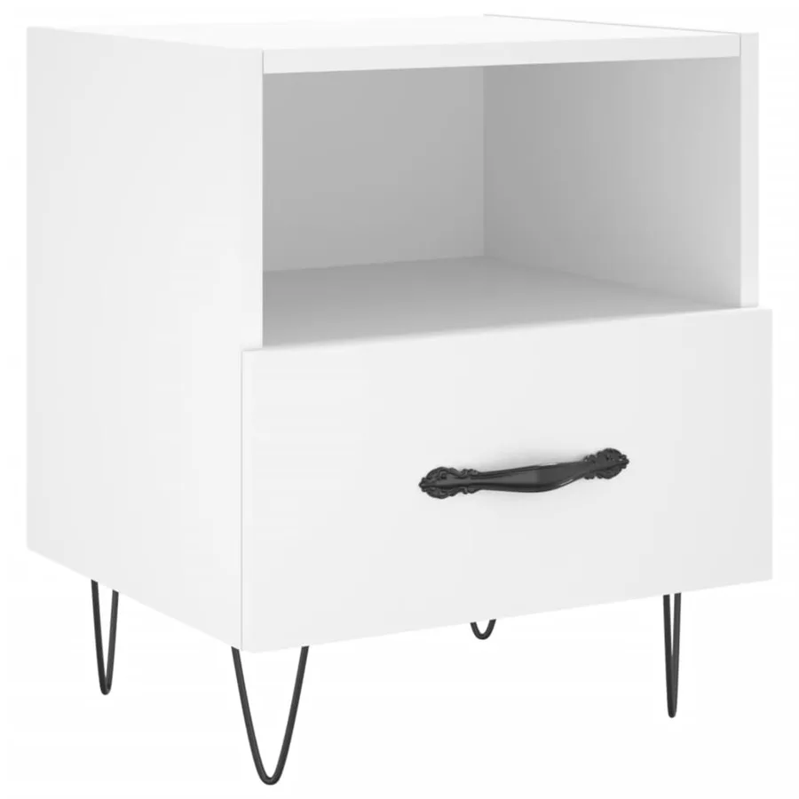 Table de chevet blanc 40x35x47,5 cm bois d’ingénierie - 2