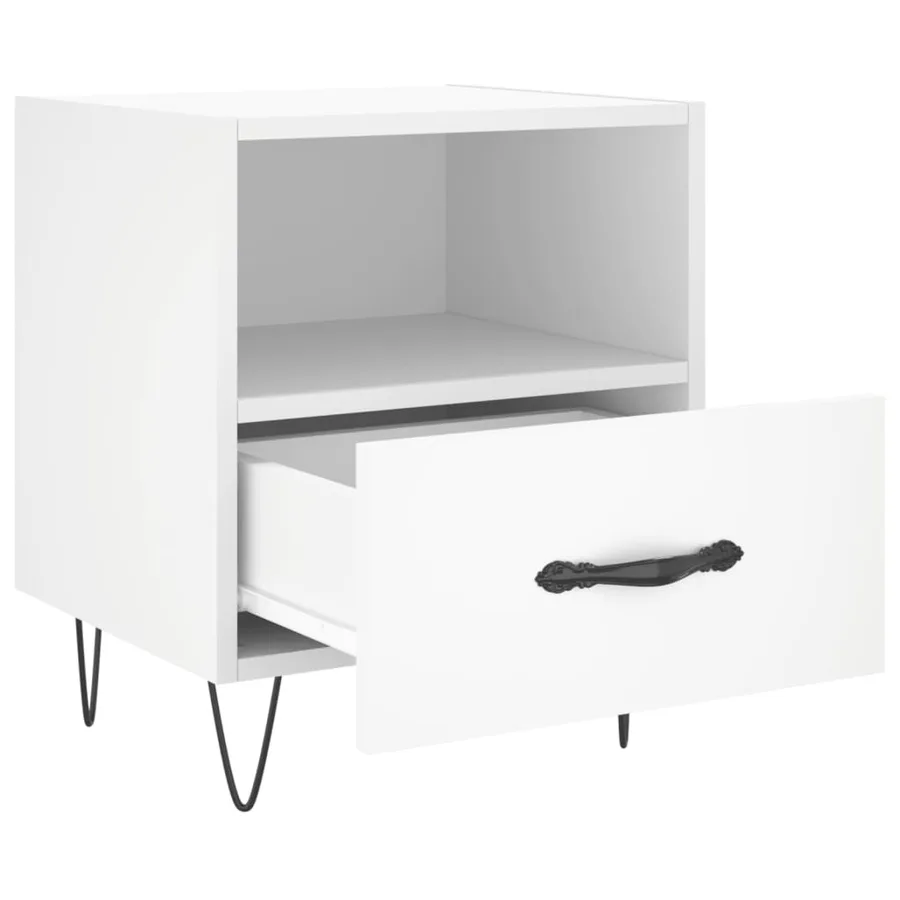 Table de chevet blanc 40x35x47,5 cm bois d’ingénierie - 3