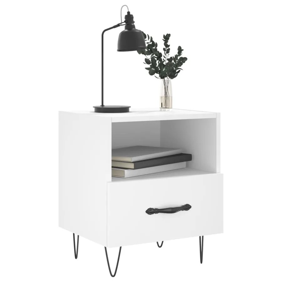 Table de chevet blanc 40x35x47,5 cm bois d’ingénierie - 8