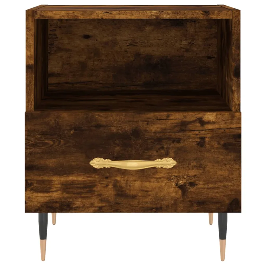 Table de chevet chêne fumé 40x35x47,5 cm bois d’ingénierie - 4