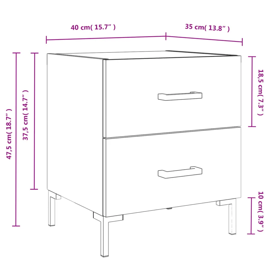 Table de chevet chêne fumé 40x35x47,5 cm bois d’ingénierie - 12