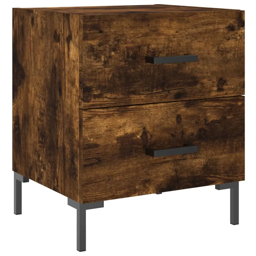Table de chevet chêne fumé 40x35x47,5 cm bois d’ingénierie - 2