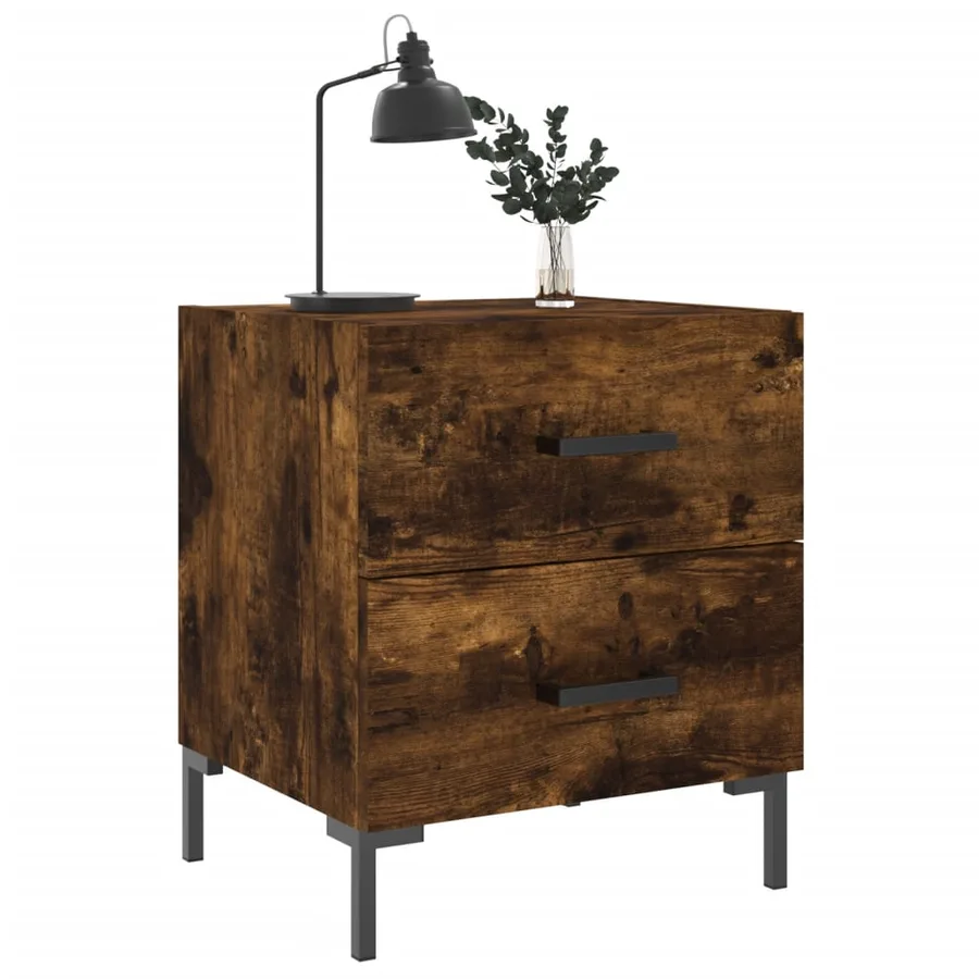 Table de chevet chêne fumé 40x35x47,5 cm bois d’ingénierie - 3
