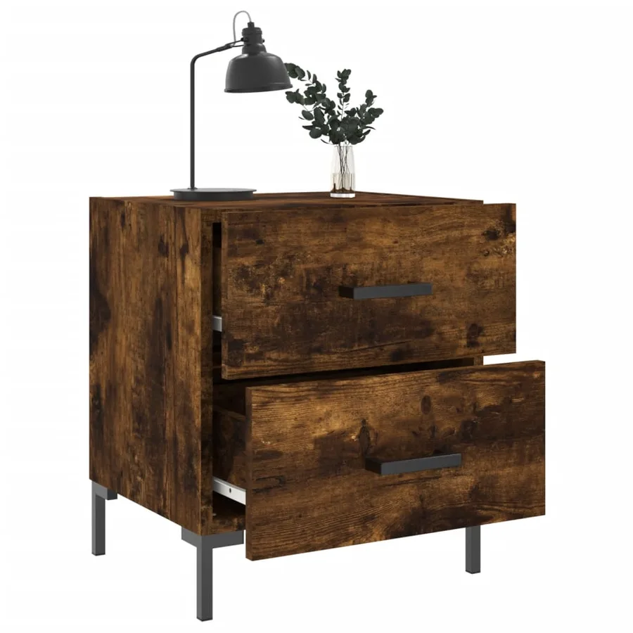 Table de chevet chêne fumé 40x35x47,5 cm bois d’ingénierie - 4