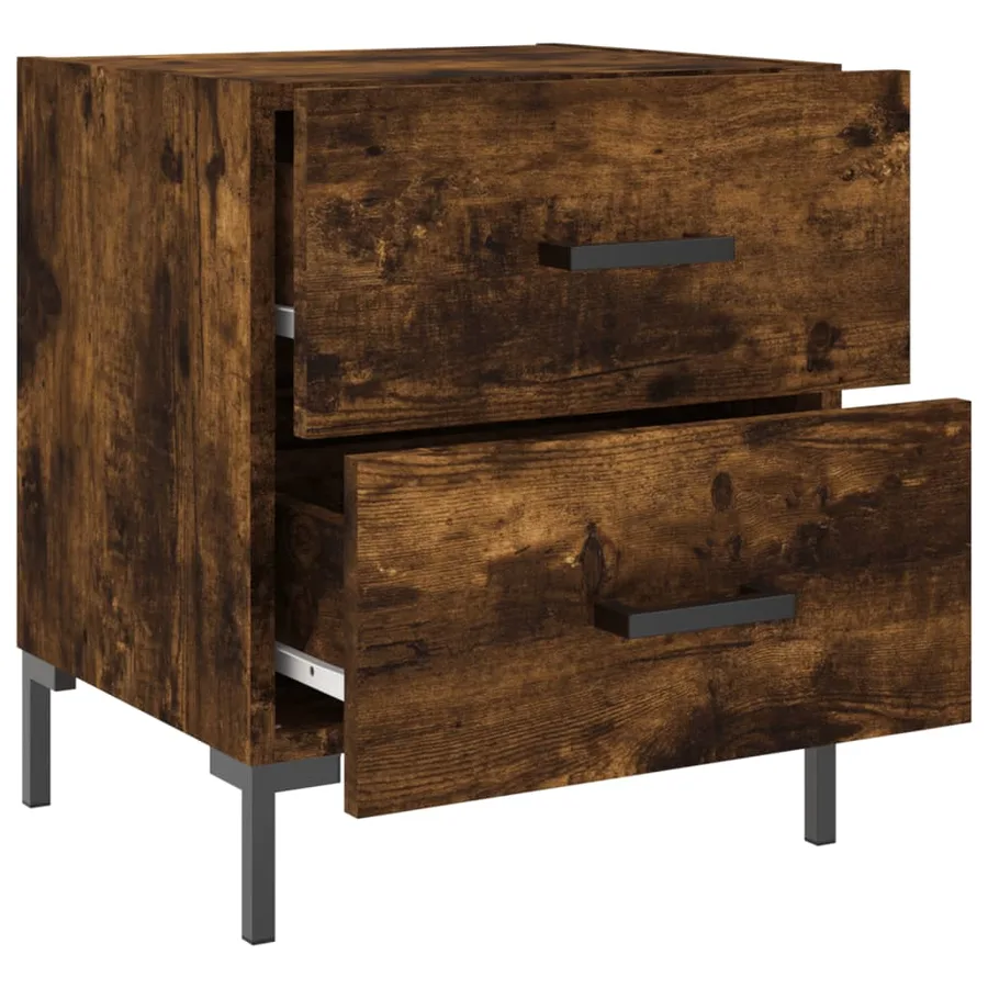 Table de chevet chêne fumé 40x35x47,5 cm bois d’ingénierie - 5