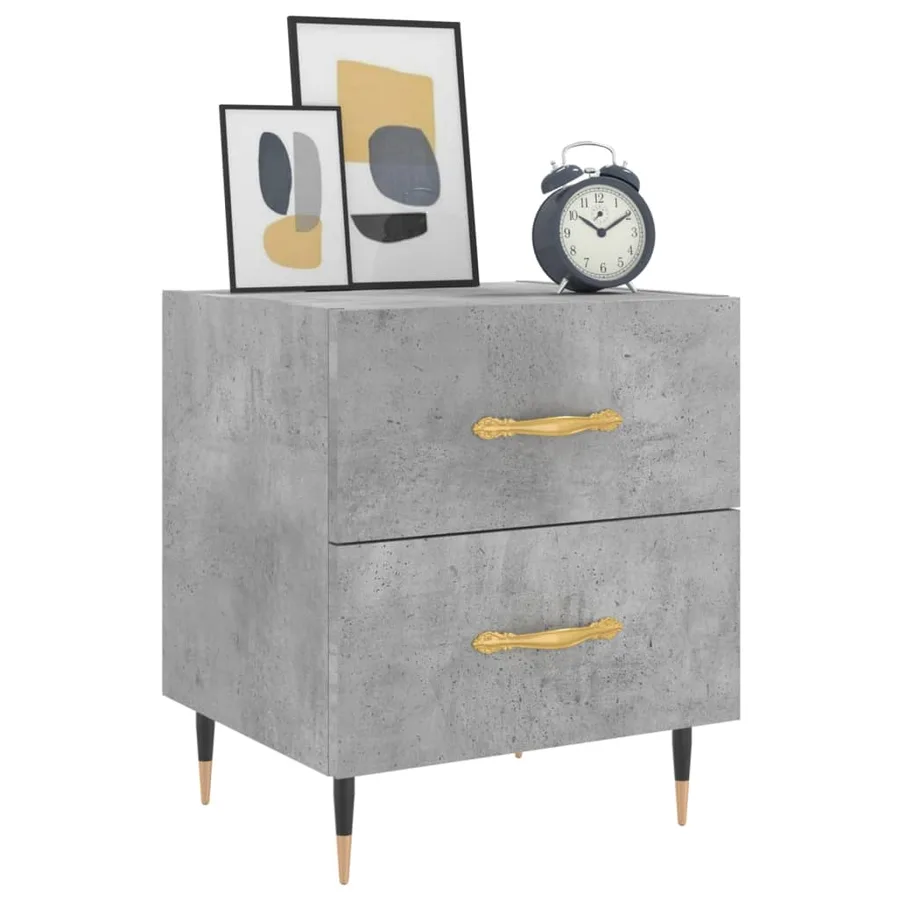 Table de chevet gris béton 40x35x47,5 cm bois d’ingénierie - 3