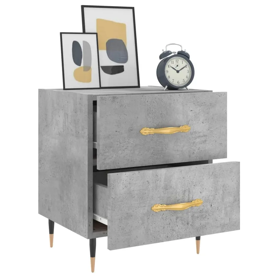 Table de chevet gris béton 40x35x47,5 cm bois d’ingénierie - 4