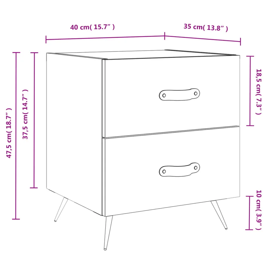 Table de chevet chêne fumé 40x35x47,5 cm bois d’ingénierie - 12