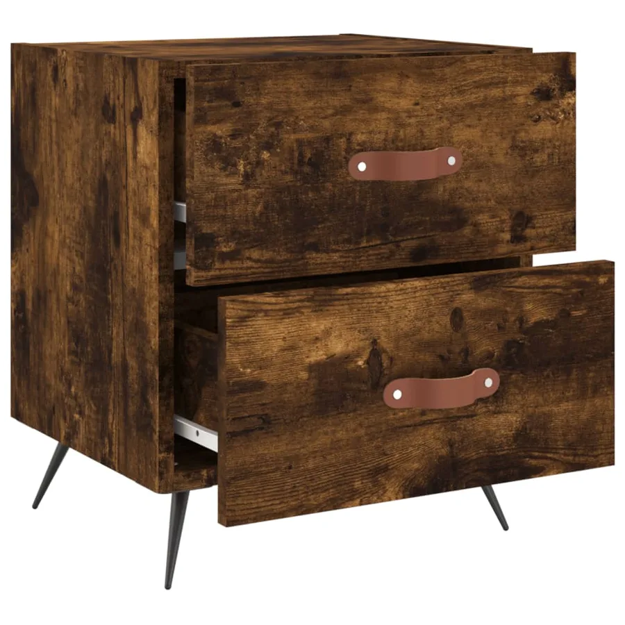Table de chevet chêne fumé 40x35x47,5 cm bois d’ingénierie - 3