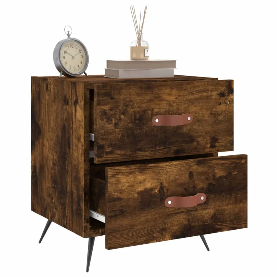Table de chevet chêne fumé 40x35x47,5 cm bois d’ingénierie - 7