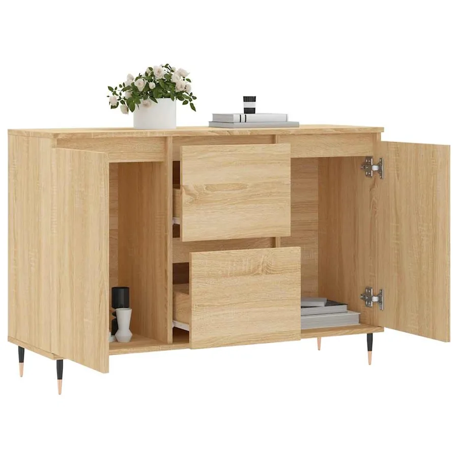 Buffet chêne sonoma 101,5x35x70 cm bois d'ingénierie - 4