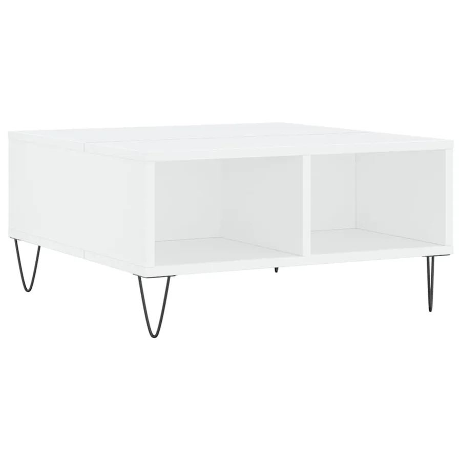 Table basse blanc 60x60x30 cm bois d'ingénierie - 2