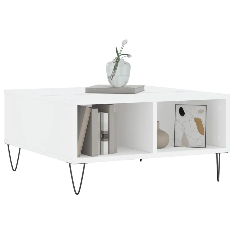 Table basse blanc 60x60x30 cm bois d'ingénierie - 3