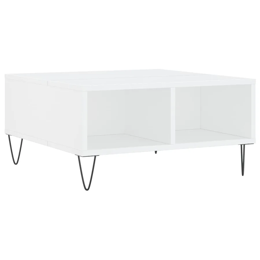 Table basse blanc 60x60x30 cm bois d'ingénierie - 6