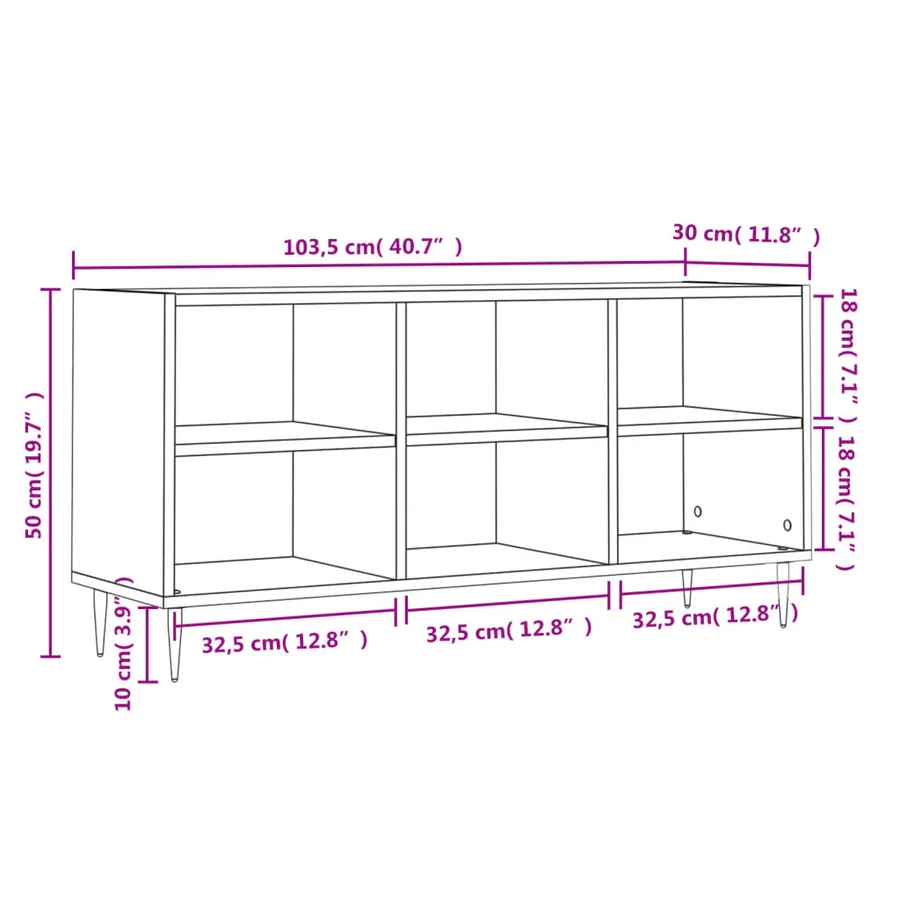 Meuble TV blanc 103,5x30x50 cm bois d'ingénierie - 9