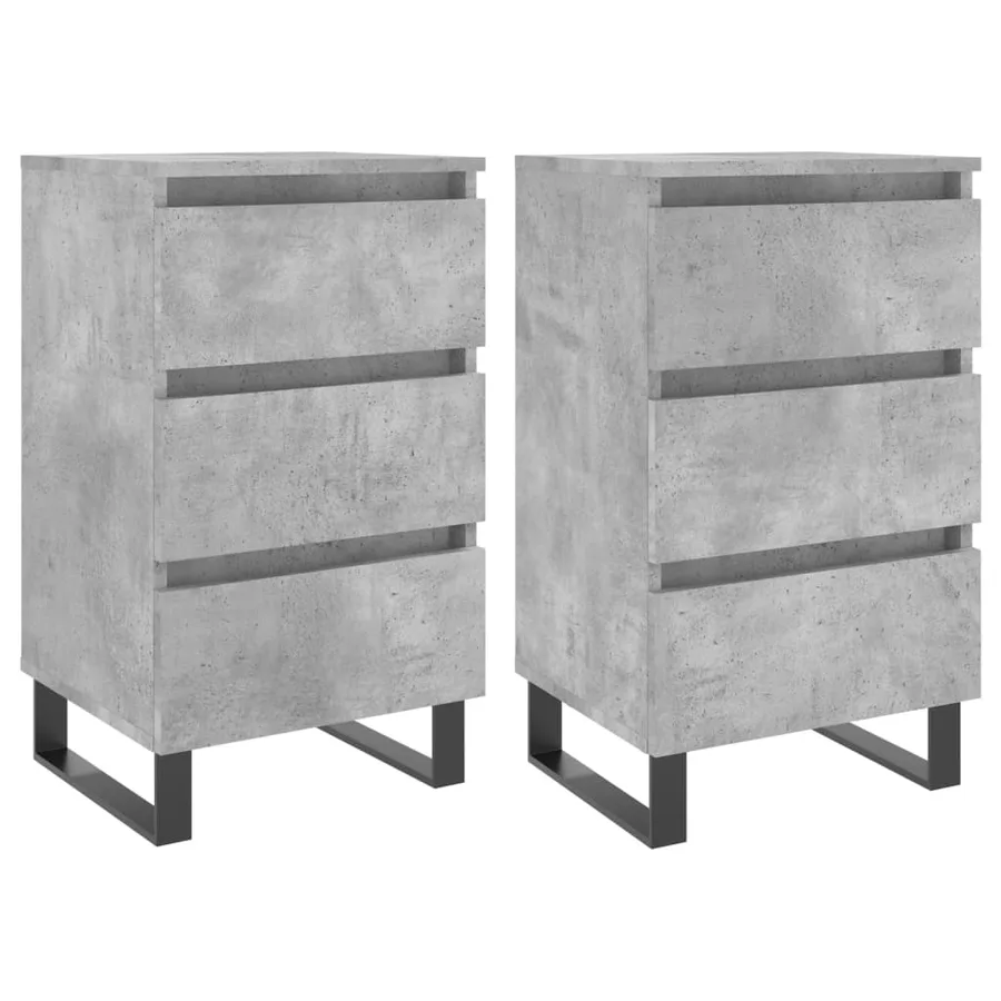 Tables de chevet 2 pcs gris béton 40x35x69 cm bois d’ingénierie - 2